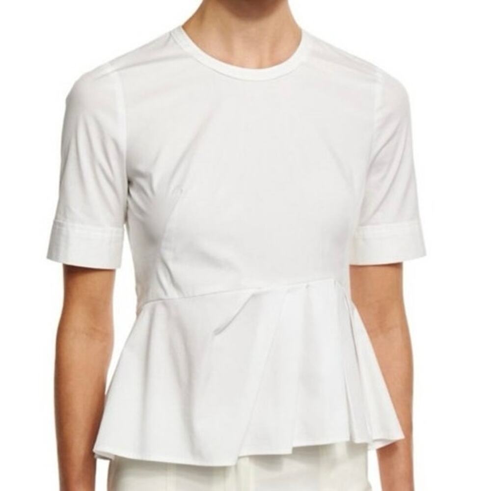 Veronica Beard Stretch Poplin Peplum Top